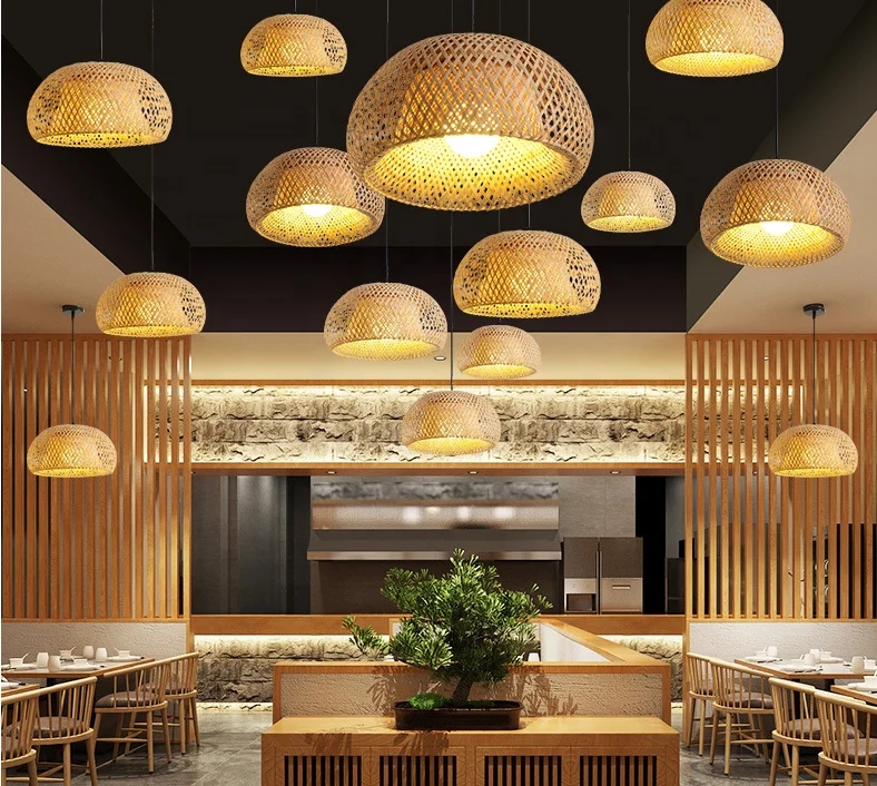  Biumart American Garden Bamboo Indoor Light Popular Good Quality Modern Decoration Chandelier Pendant