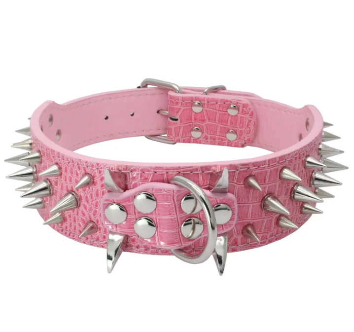 Sharp Spiked Studded PU Leather Dog Collars Pitbull Bulldog Big Dog Collar Adjustable hunter For Medium Large Dogs Boxer