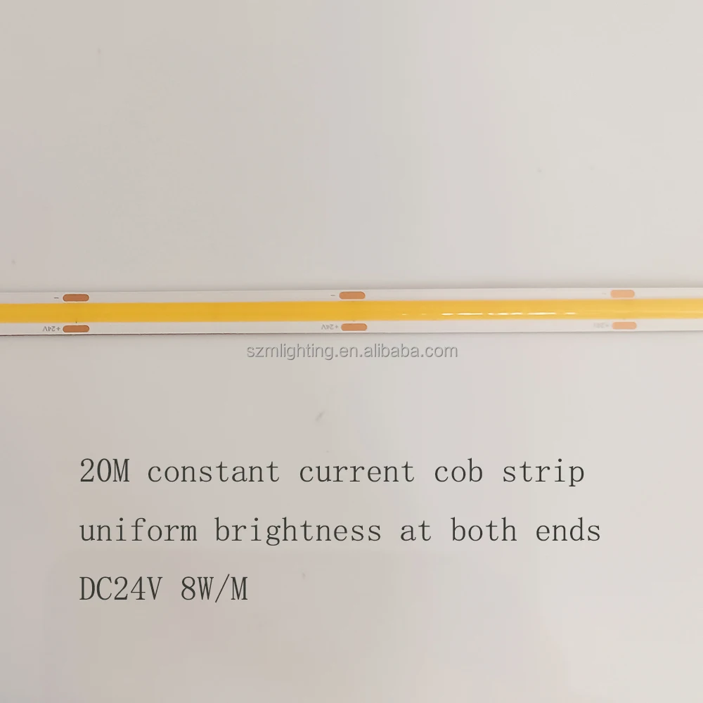 Единый светодиод 20 м яркости CRI>90 480 светодиодов 8 мм 24 В Вт постоянный ток Светодиодная лента Cob для длинного линейного освещения