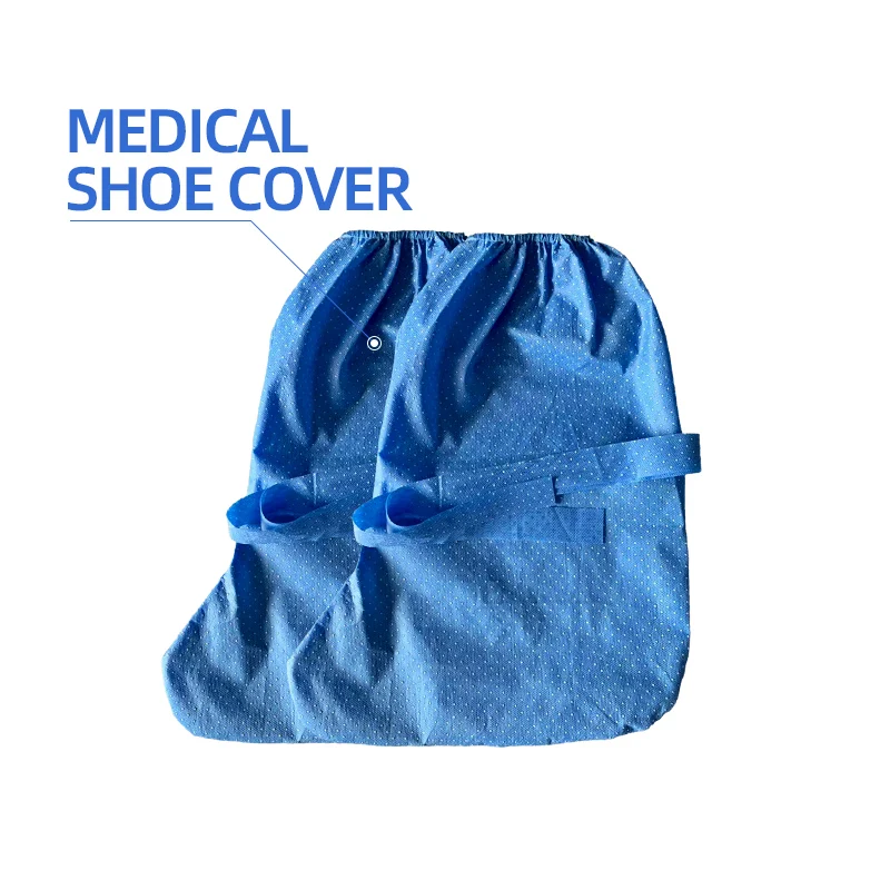 
Snowwolf medical anti slip shoe cover 57g smms waterproof breathable long disposable shoe boot 