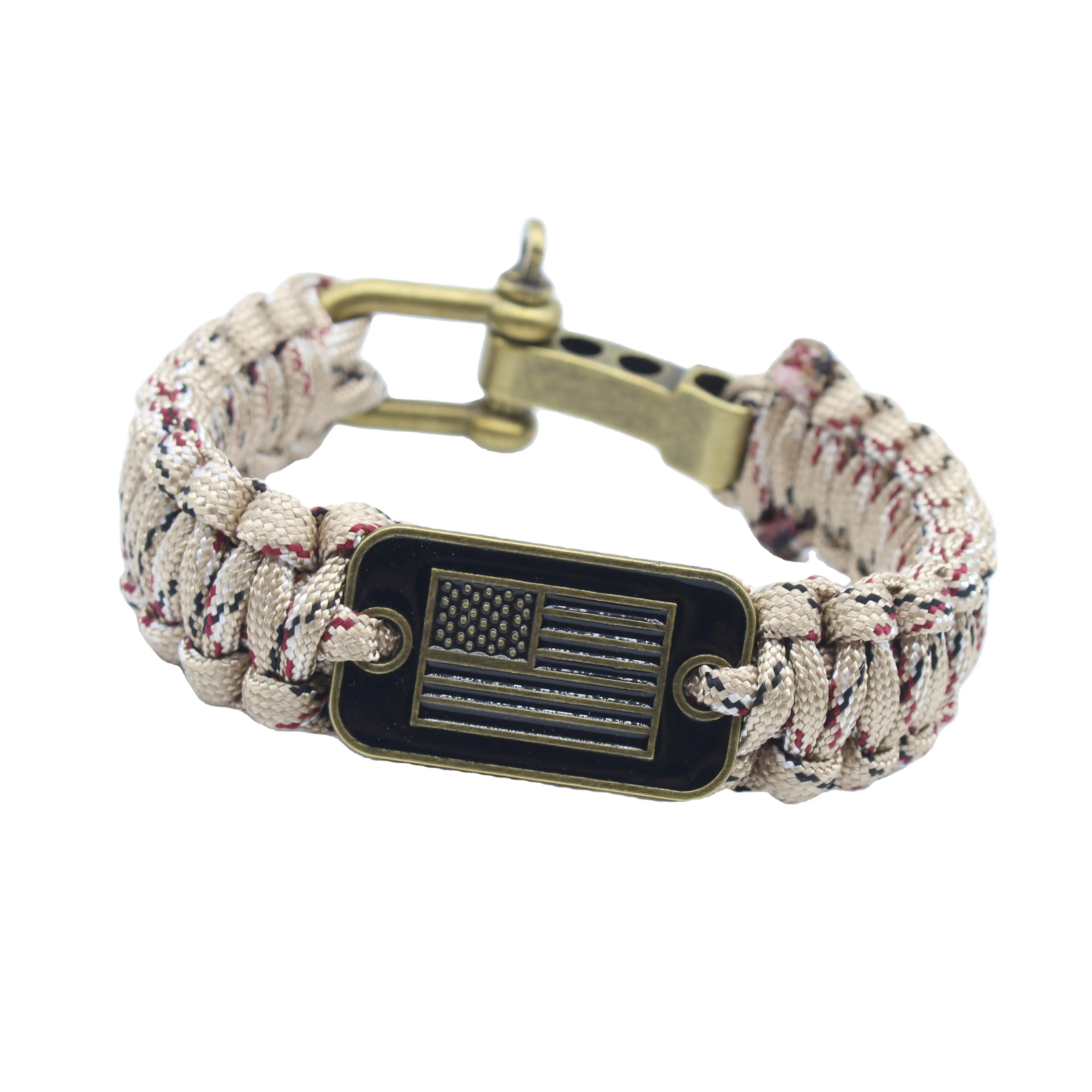 CHEAP CUSTOM DESIGN AMERICAN FLAG SURVIVAL BANGLE BRACELET