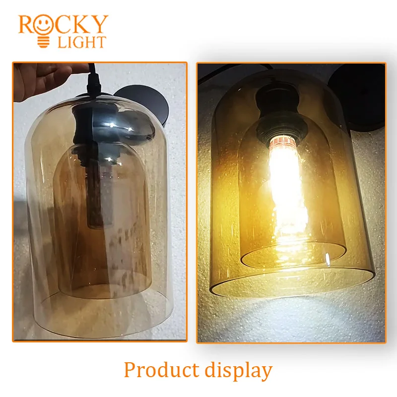 Glass chandelier / Ou ins personality retro industrial wind loft bar Cafe Creative chandelier Iron chandelier