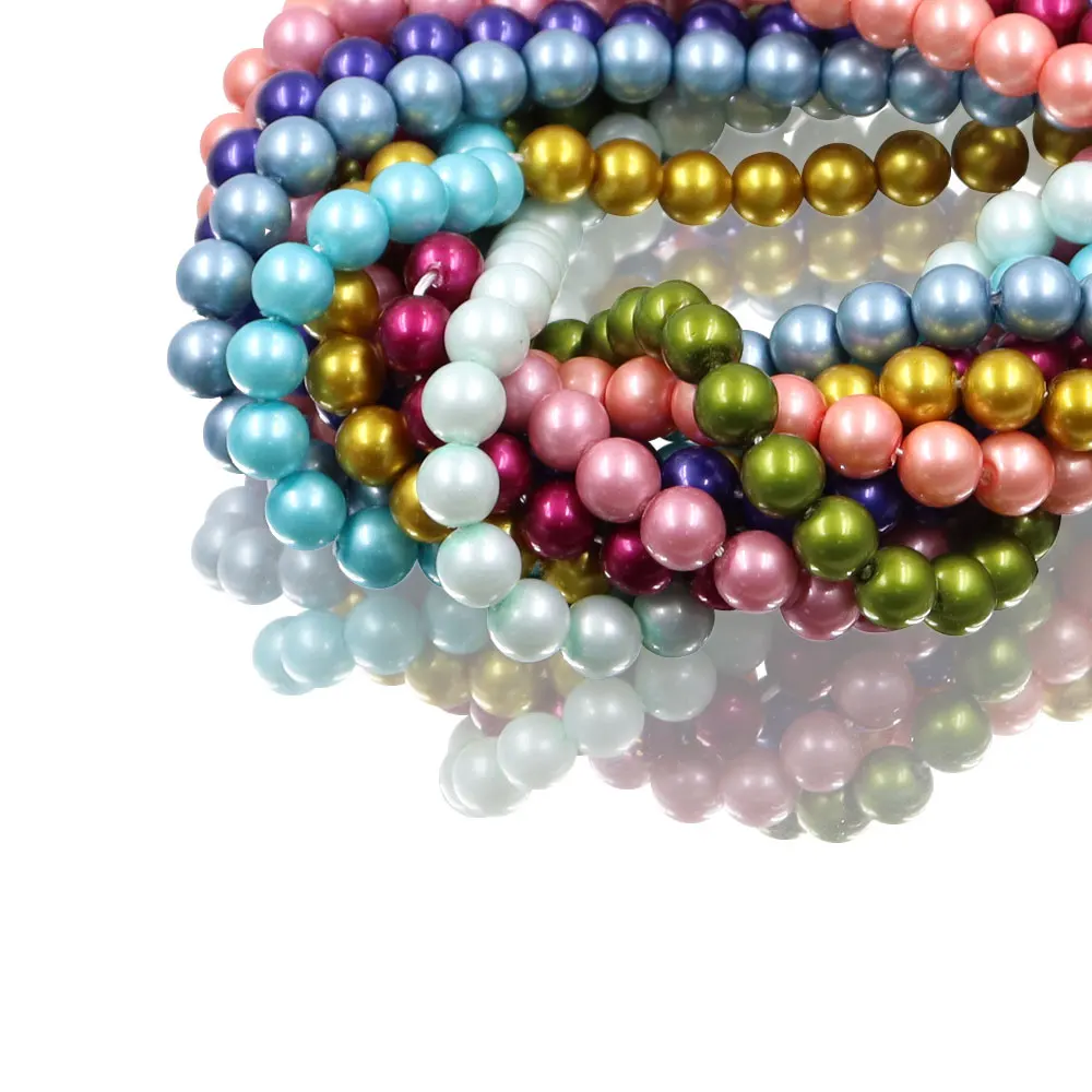 10mm round faux glass pearl bead in shell effect in bulk