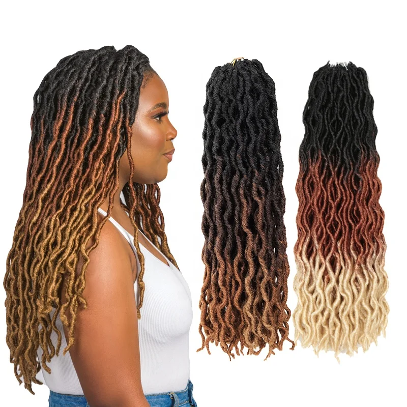 Synthetic Braiding Hair Ombre Crochet Locs Goddess Faux Locs Crochet Hair Soft Curly Dreadlocks Hair Extensions Wholesale Braids