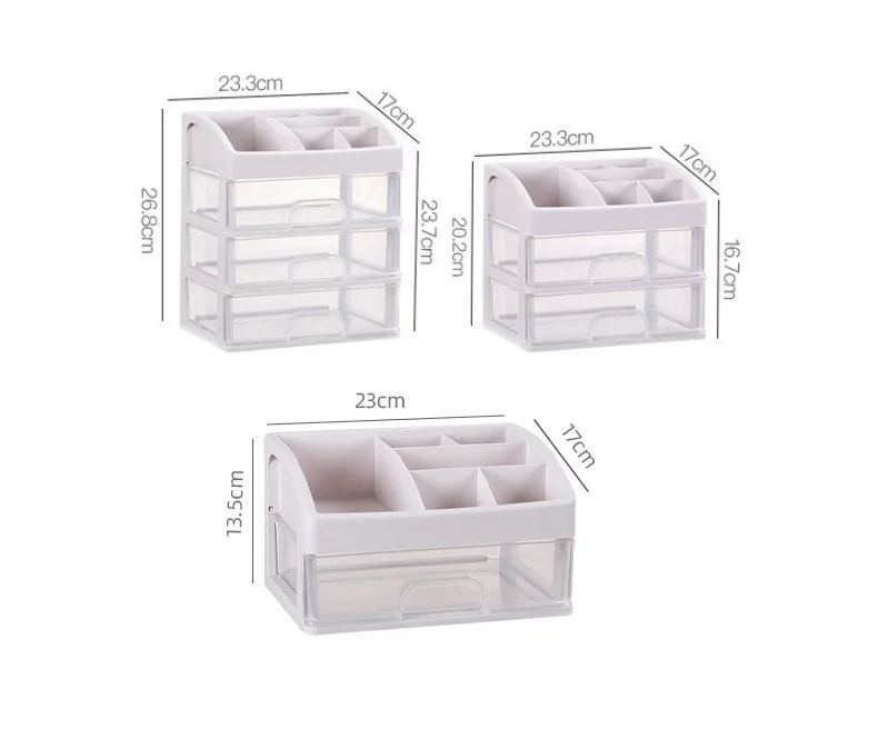Cheap Price Plastic Desktop Transparent Makeup Display Box Drawer Organizer Cosmetic Storage Box