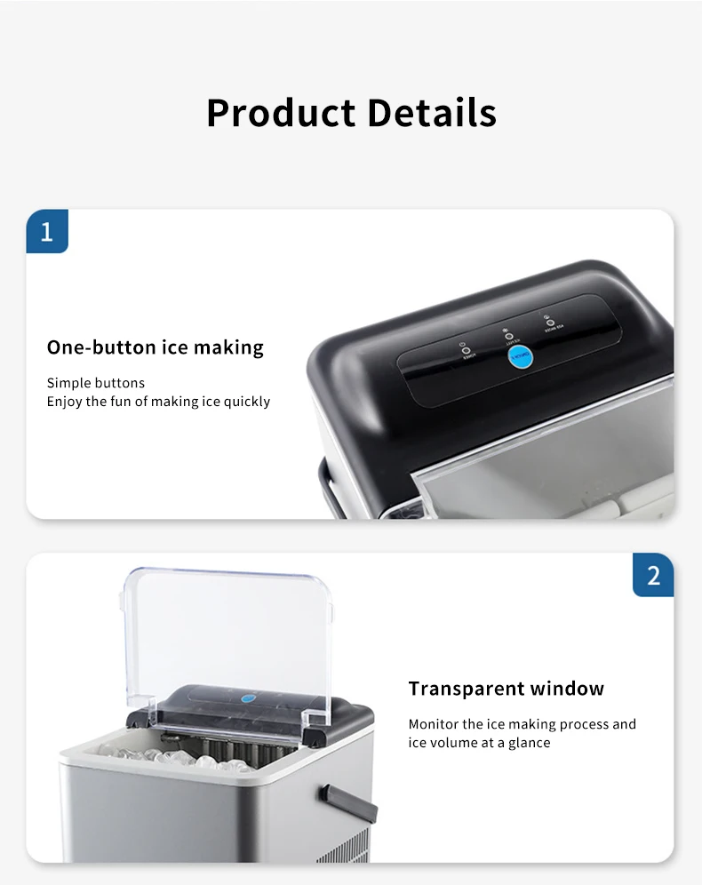 Factory Outlet OEM/ODM 1.8L Larger Capacity Energy Saving Ice Maker Ice Making Machine Used for Home