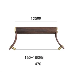 Original design walnut brass small pull hand Nordic light luxury high-end clothes cabinet door drawer furniture cowhide handle