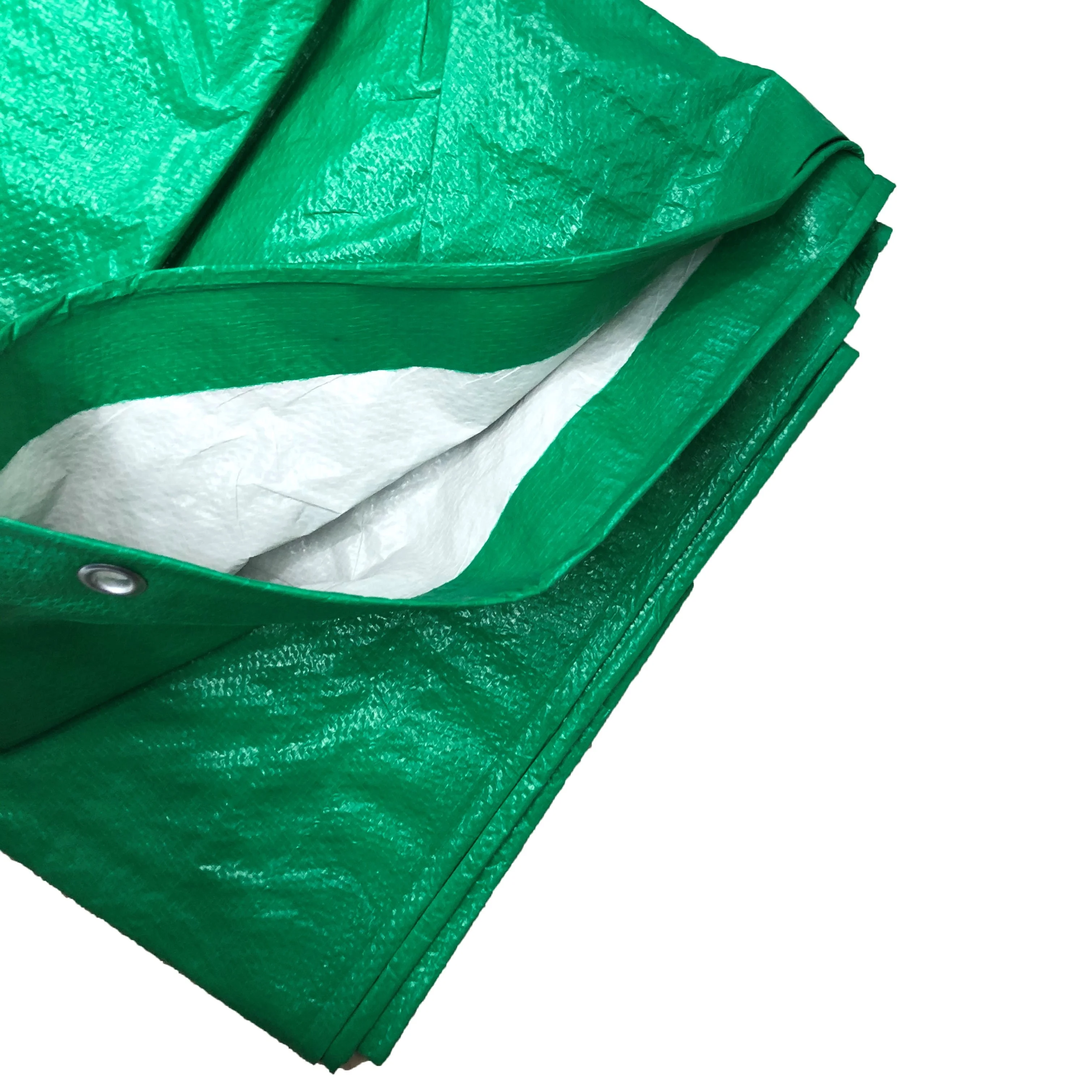 Good Quality 120GSM PE Tarpaulin Sheets Green White Color Plastic Fabric Waterproof Poly Tarp Car Tarpaulin