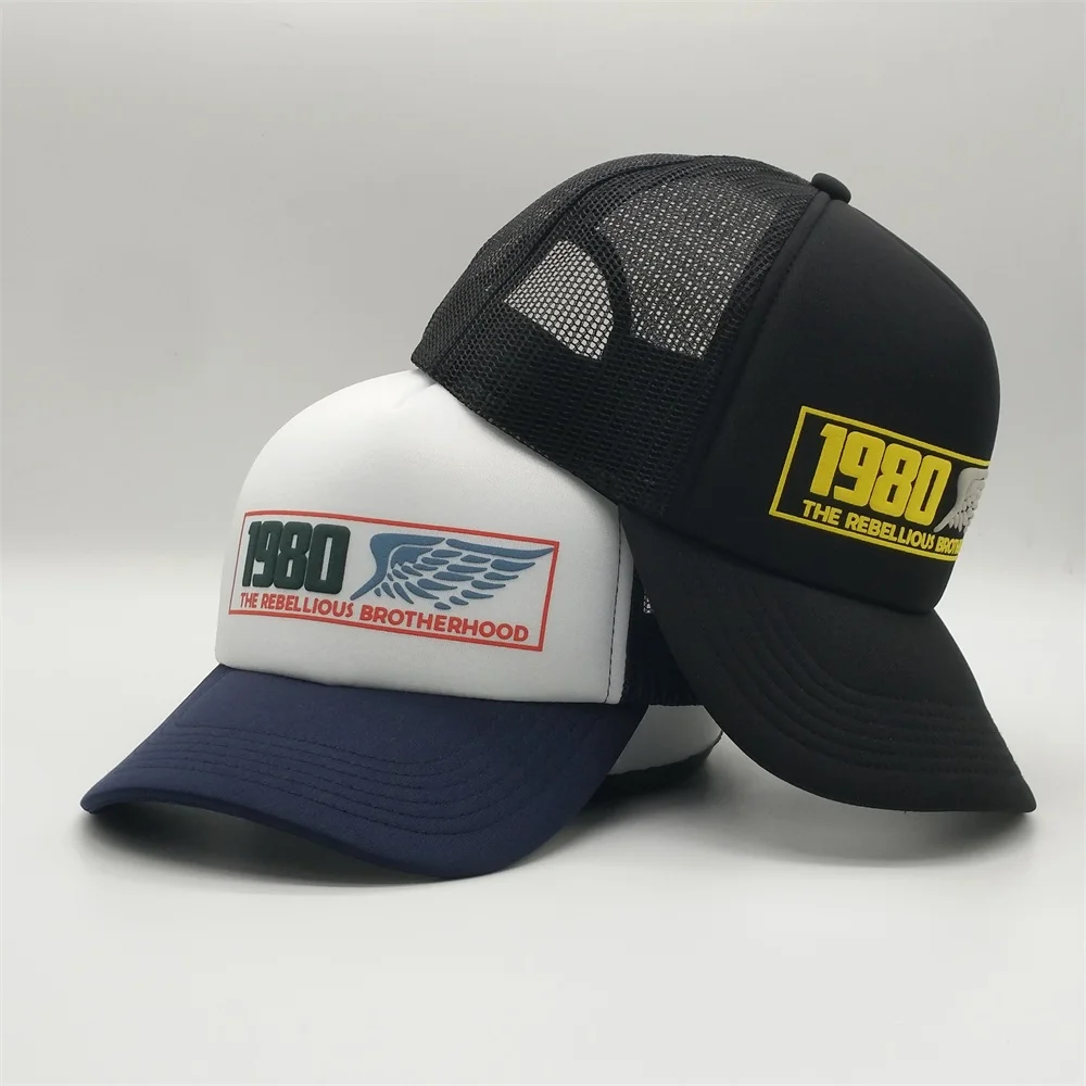 Wholesale Custom Design Your Own Logo High Quality 5 Panel Short Bill Foam Mesh Trucker Caps Hat