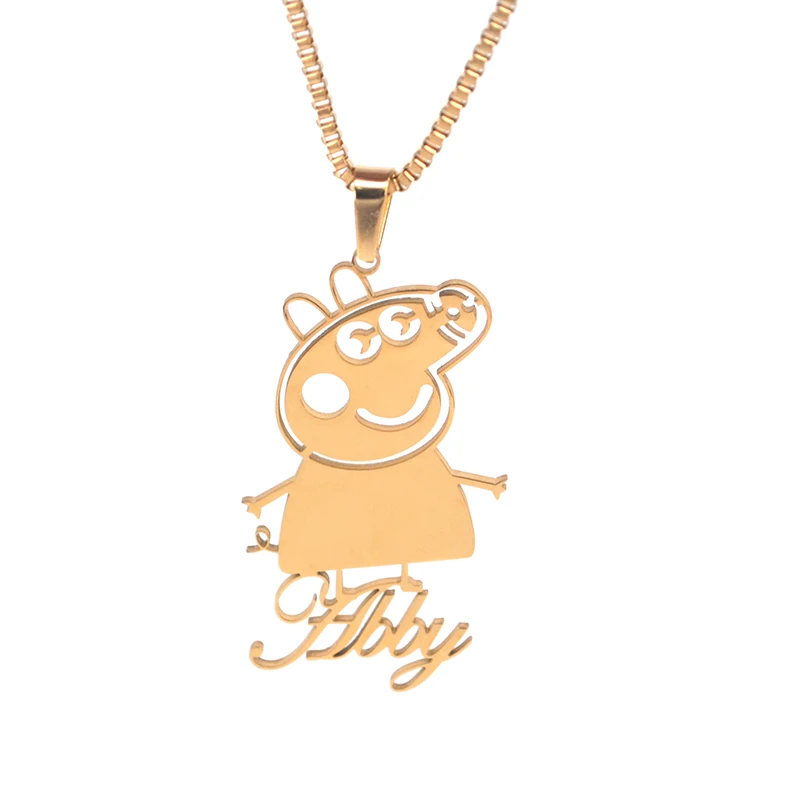 
Gold Plated Custom Personalized Kids Gift Cartoon Character Name Necklace 