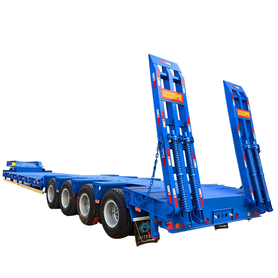 New Factory Brand 3axle 4Axle Lowbed Semi-trailer 40ft 60Ton 80Ton Gooseneck Heavy Transport Lowboy Semi Trailer For Sale
