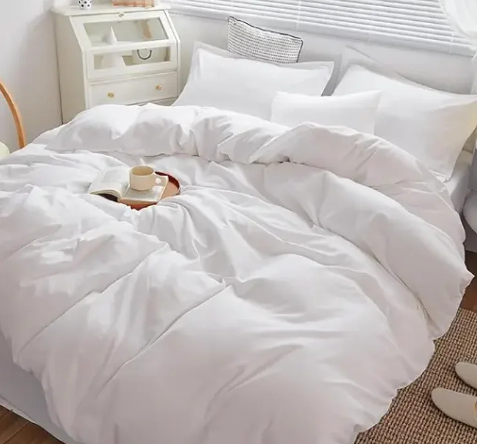 Hotel Bed Linen Bedsheet Luxury White Bedding Set Queen King 100% Cotton Satin Stripe Hotel Bed Sheet