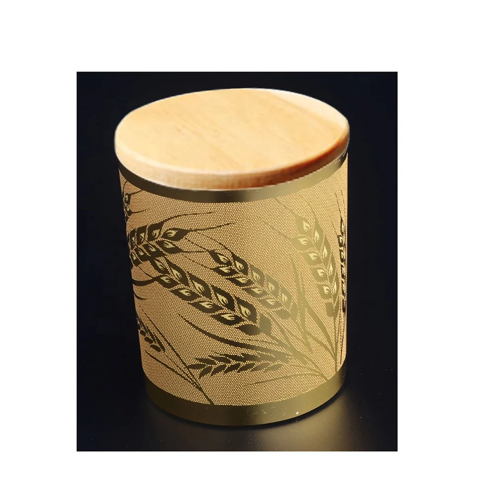 Металлические золотые пустые стеклянные банки Haodexin для свечей с деревянными крышками 5 унций подставки контейнеры сосуды
