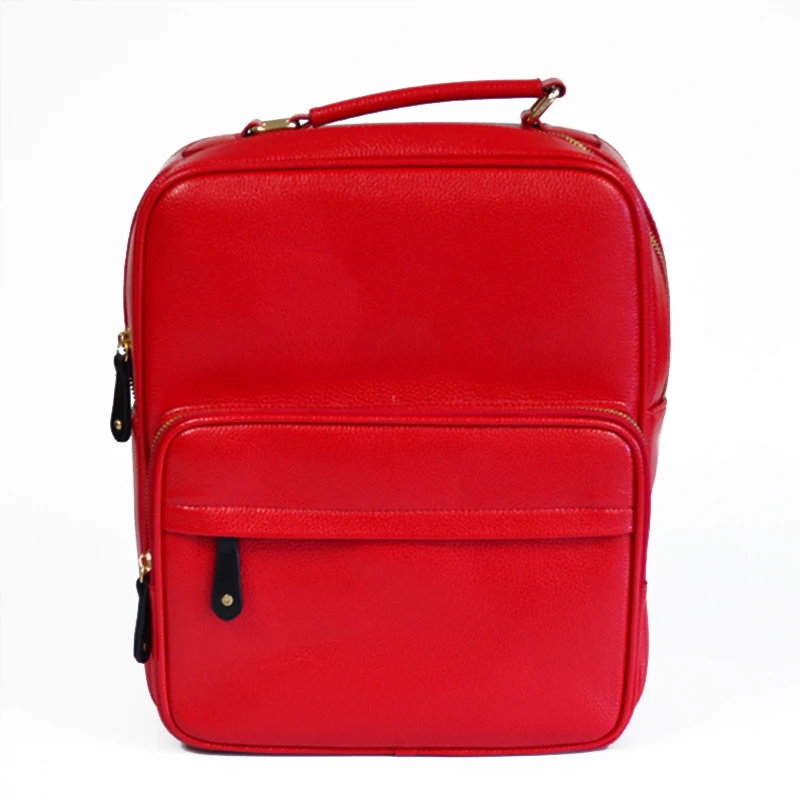 OEM custom fashion lychee pattern leather school backpack knapsack laptop