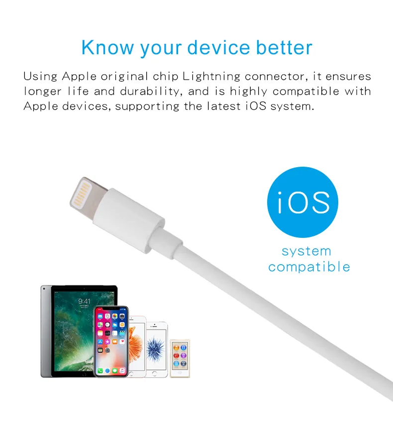 iAL1A OEM Original MFI Certified 8Pin USB A To Lighting Charge Cable 1M C89 IOS Mobile Phone Charging Data Cables For Iphone