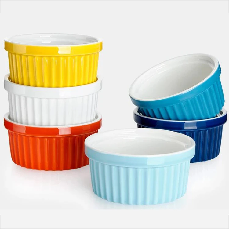 
Wholesale Round Baking Cake Souffle Dessert Personalized Ceramic Ramekin Bowl 