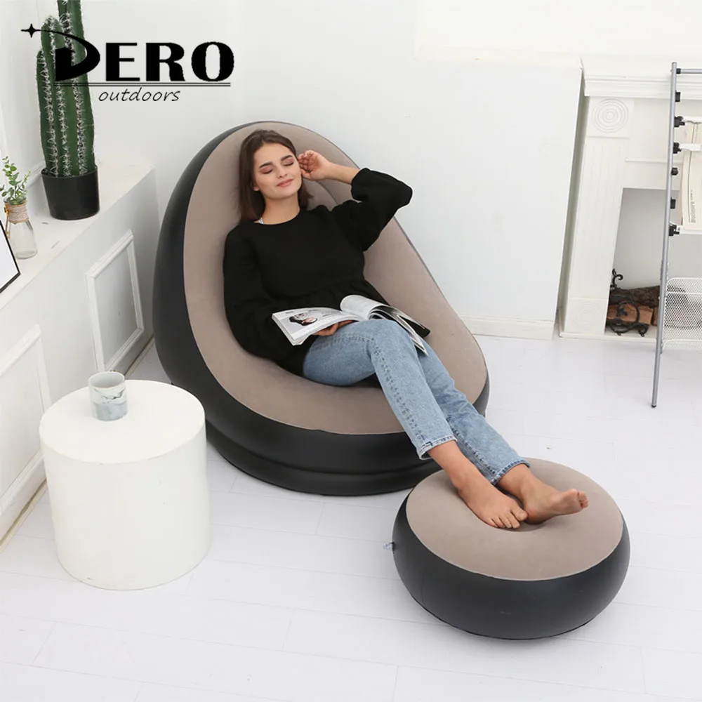 
DERO Modern indoor outdoor PVC flocking foldable Lounge Single Air Inflatable Lazy Relaxing Chair Furniture Living Room Sofas 