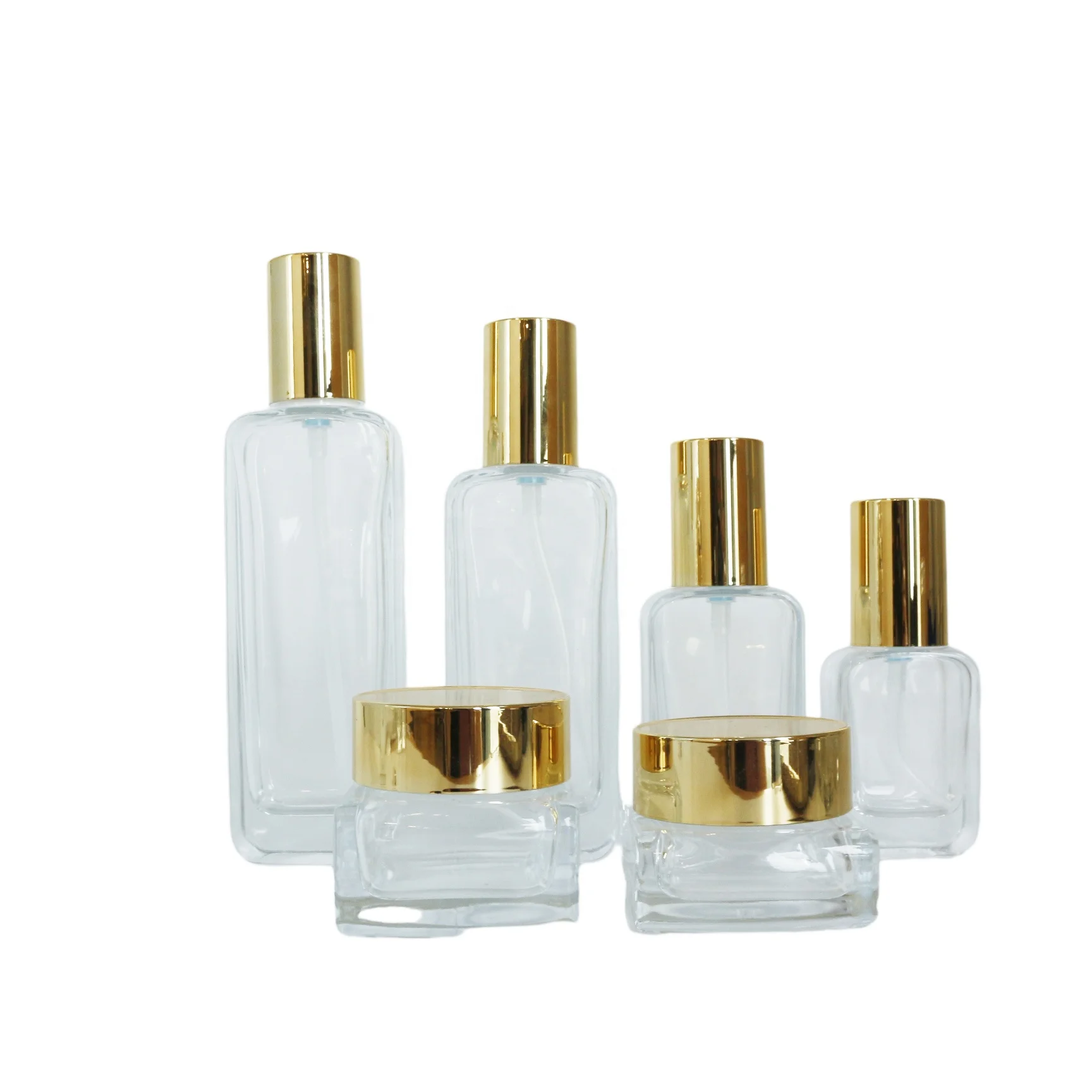 30ml 1oz empty luxury pump glass lotion bottle with gold cap for skin care foundation face cream serum essence