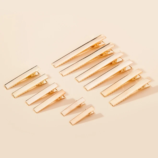 Gold Metal Stainless Steel Snaps Hairpin For Little Girls Duck Bill Alligator Hair Crocodile Clips