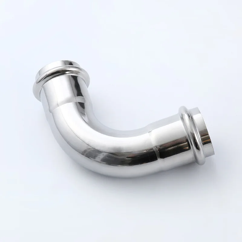 China Manufacturers Customized DN15-DN100 SS304 Stainless Steel Pipe Fittings 90 Degree Elbow Press Quick Connect Pipe Fitting