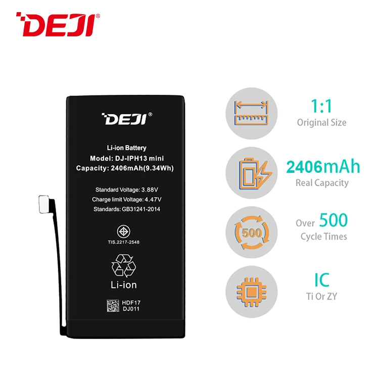 DEJI Factory Wholesale Lithium Ion Rechargeable battery for iPhone 13 mini