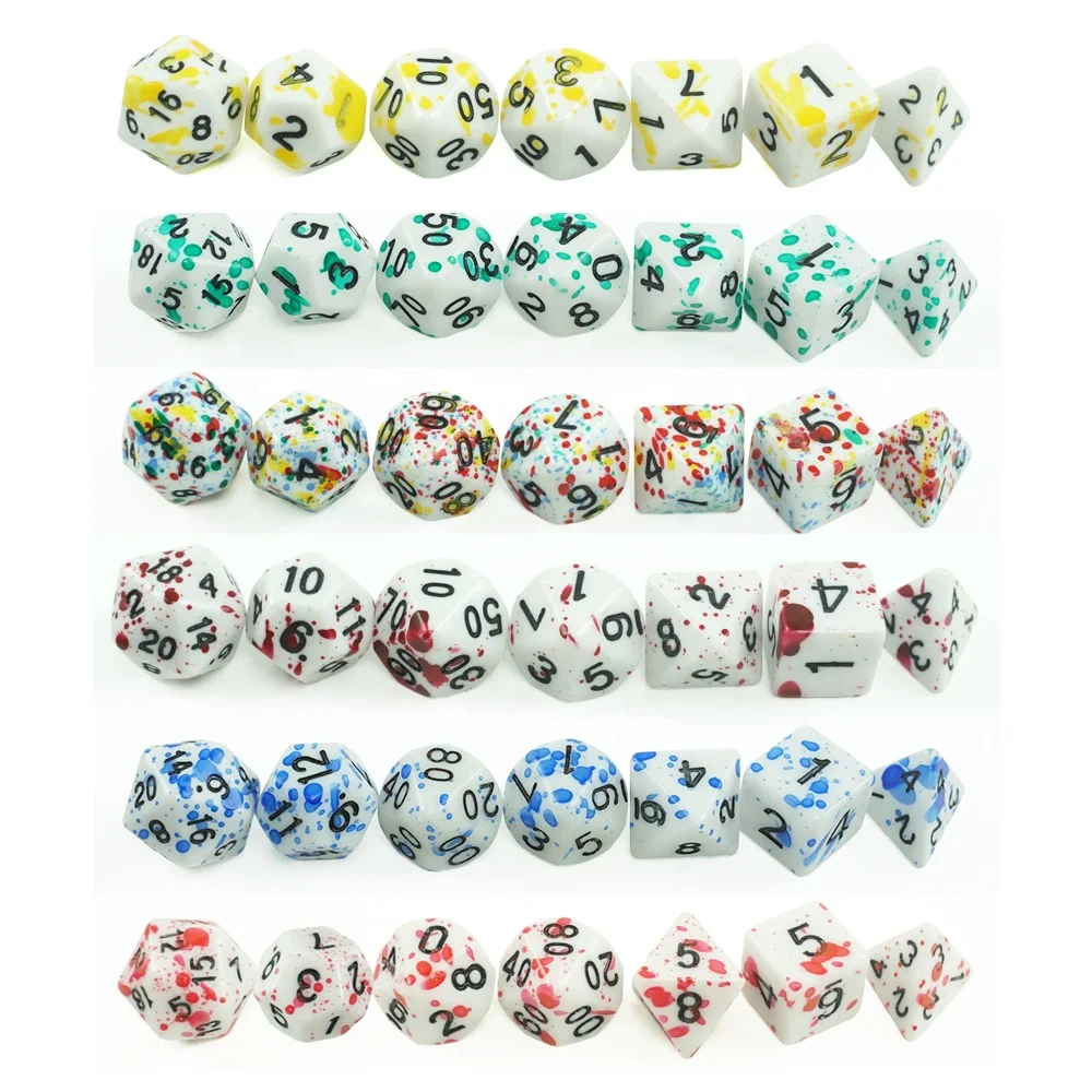 Manufacturer Sale 7pcs rainbow Polyhedral Dice Set Colorful Dnd Rgp Acrylic rainbow 16mm D6 Bone Dices for Funny Casino Games