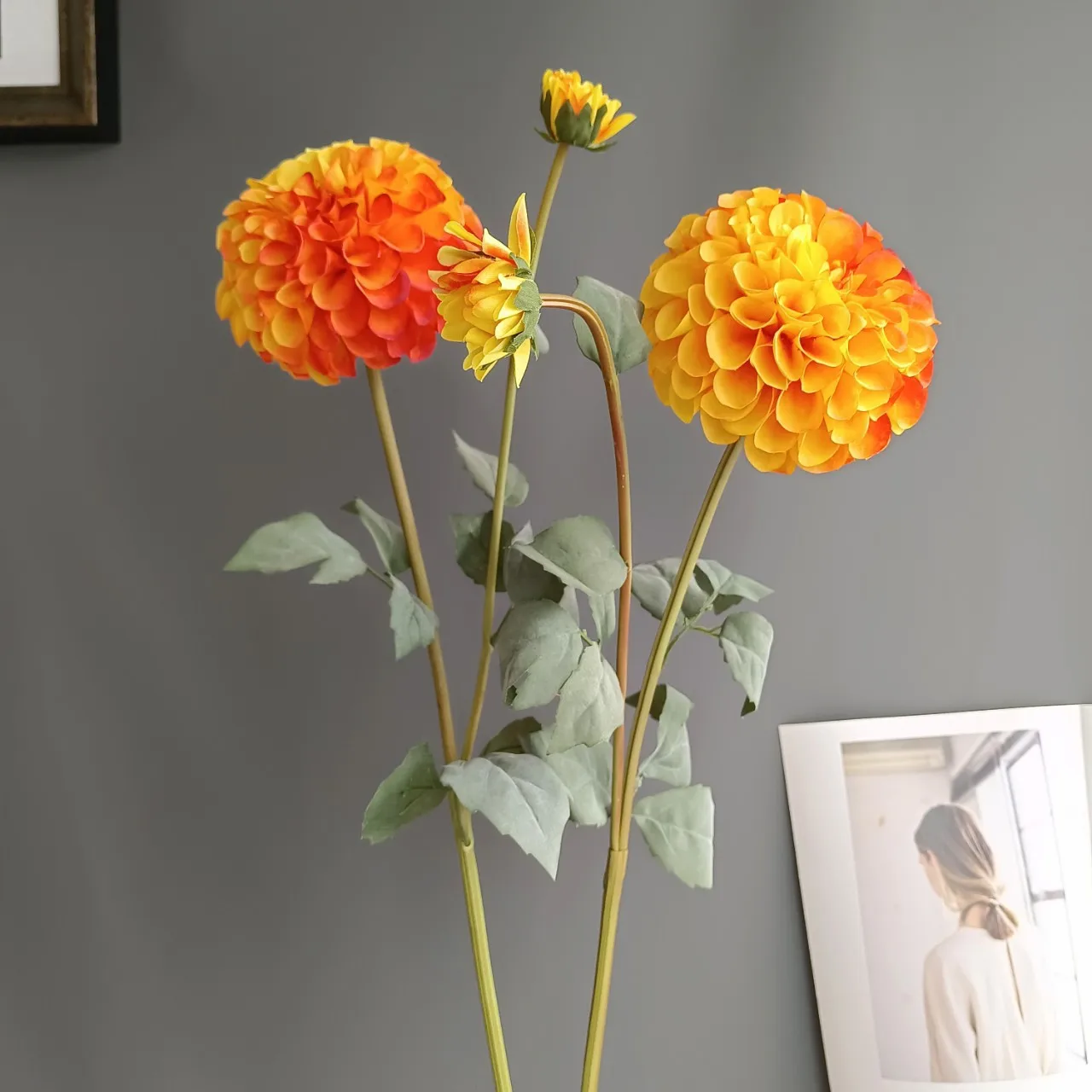 JOYEN оптовая продажа роскошный коралловый искусственный цветок свадебная композиция Шелковый гигантский помпон 2 бутона искусственные цветы для свадебного декора