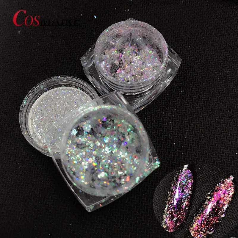 Wholesale Aurora Holographic Flakes Multicolor Nail Pigment Powder