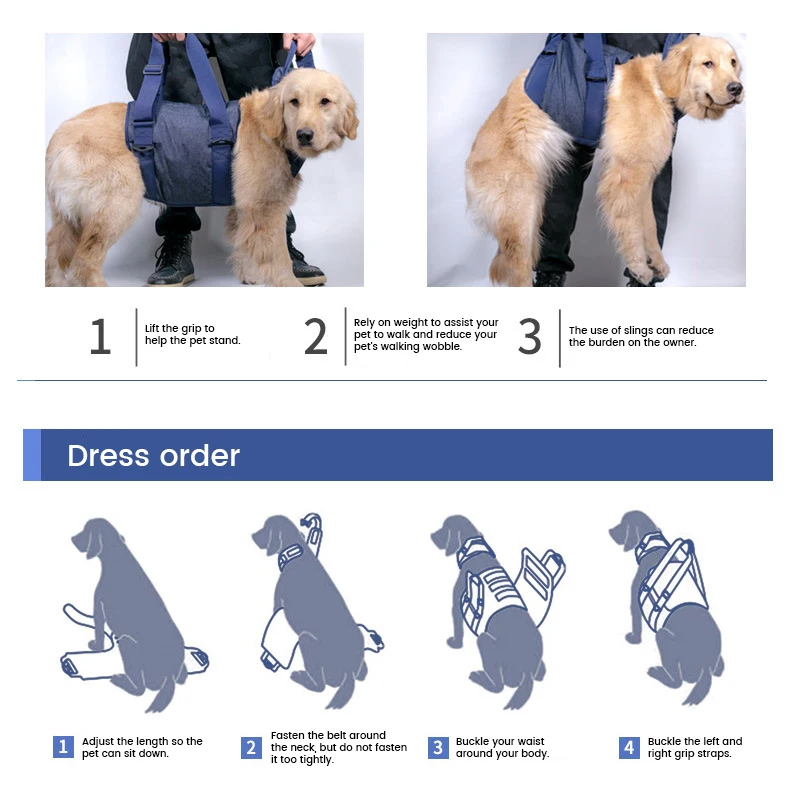 Portable Pet dog Hip Support Assist leash Chest strap Portable chest strap for elderly dogs walking Help Weak Rear Legs