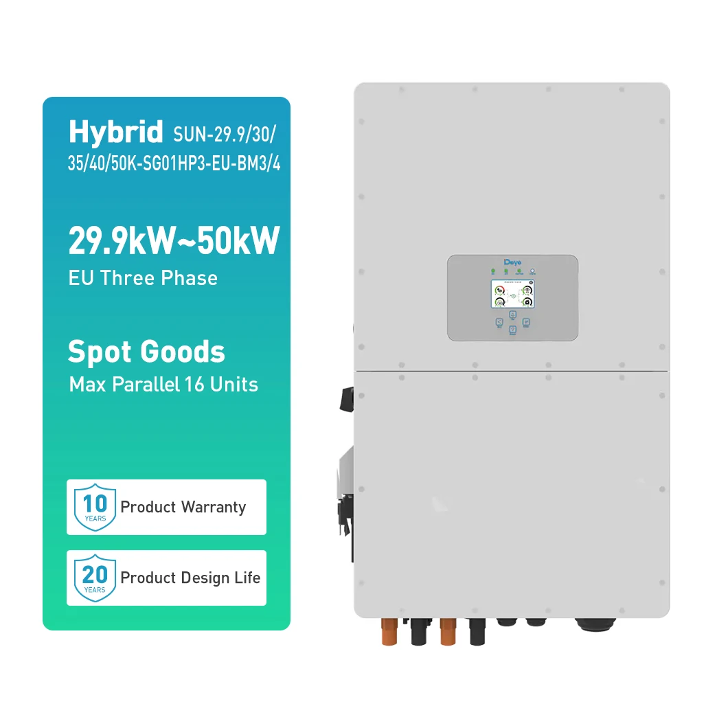 Deye 50kw 3 Phase Hybrid Inverter 30-50KW High Voltage SUN-50K-SG01HP3-EU-BM4 Solar Inverter