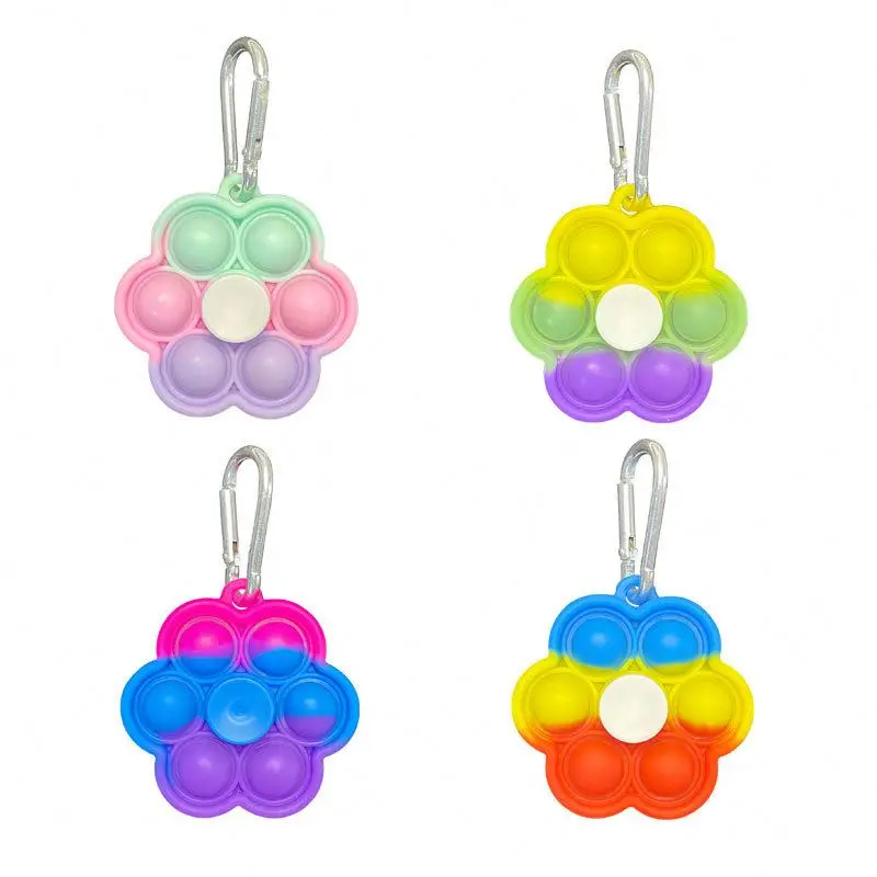 Wholesale New Multicolor Stress Relief Push Pop Bubble Finger Gyro Keychain Fidget  Spinner Toy