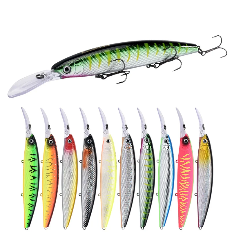 ALLBLUE CRAFTY 130SF Wobbler Plastic Slow Floating Pike Bait Minnow Fishing Lure