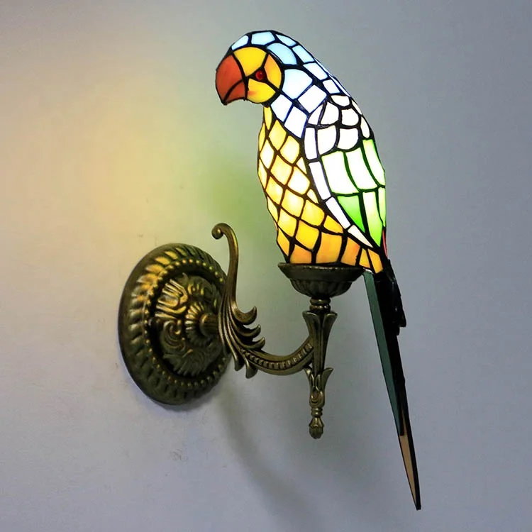 LongHuiJing Tiffany style Bird Stained Glass Wall Lamp Antique Wall Sconce lights Retro Corridor Balcony Aisle lamps