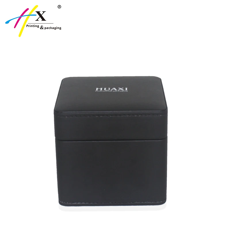
Guangzhou manufactured black leather watch boxes with white velvet lining 