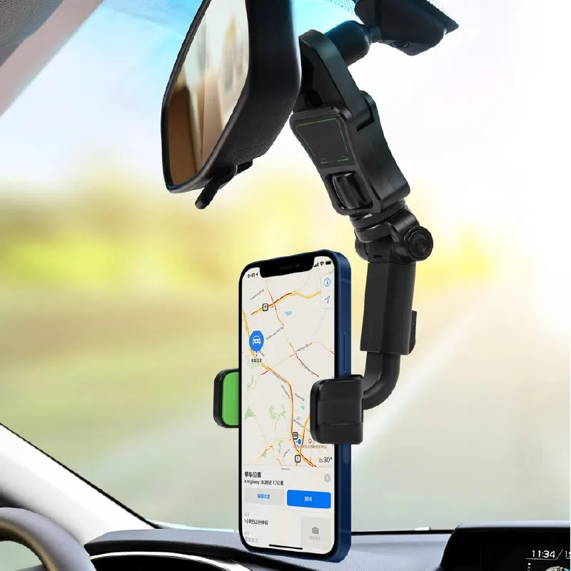 2022 2 In 1 Universal Accessories Rearview Mirror Air Vent Gravity Mount 360 Rotatable Retractable Mobile Cell Car Phone Holder