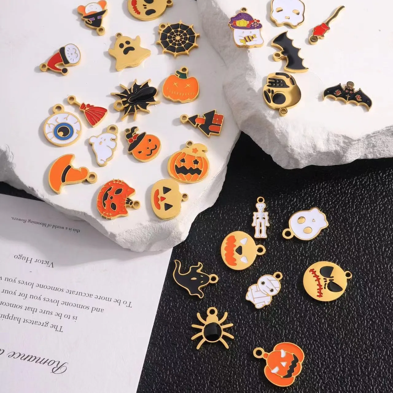 31PCS DIY Halloween Jewelry Wholesale Necklace Bracelet Earrings Accessories Stainless Steel Charms Pumpkin Ghost Pendant