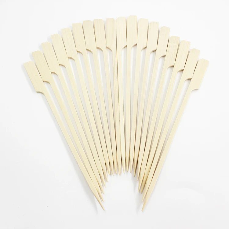 Wholesale Biodegradable Bamboo Skewer Customize Logo Reusable Paddle Teppo Skewer Stickers