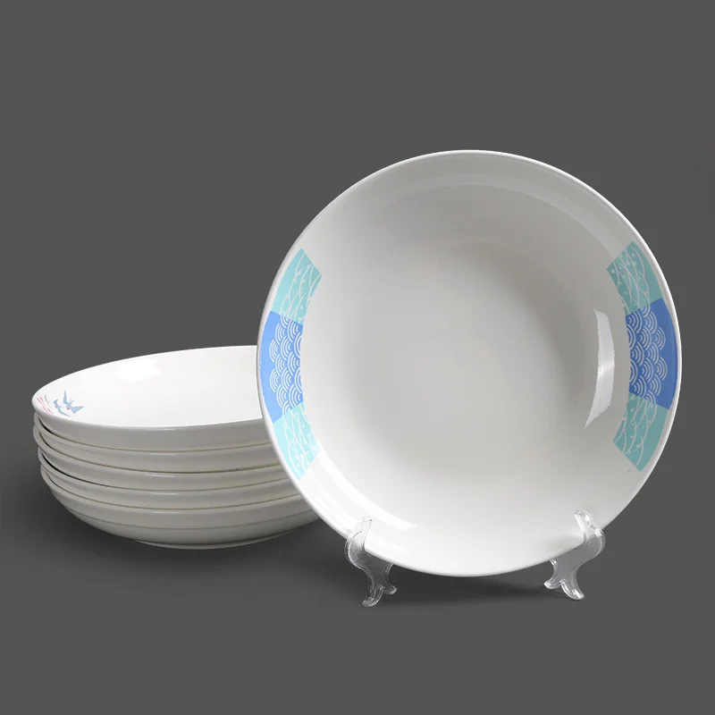 Clear Style Print Shape Accept Custom Size Tableware Ceramic Round Deep Dish Soup Plate