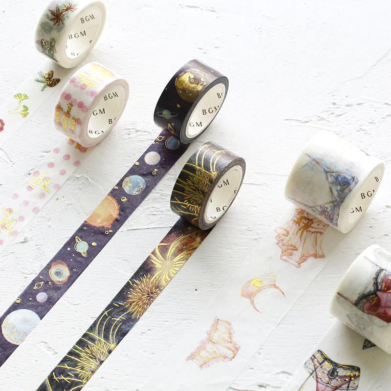 No Moq Custom Printing All Color Planner Stationery DIY Decoration Adhesive Paper Washi Tape Roll