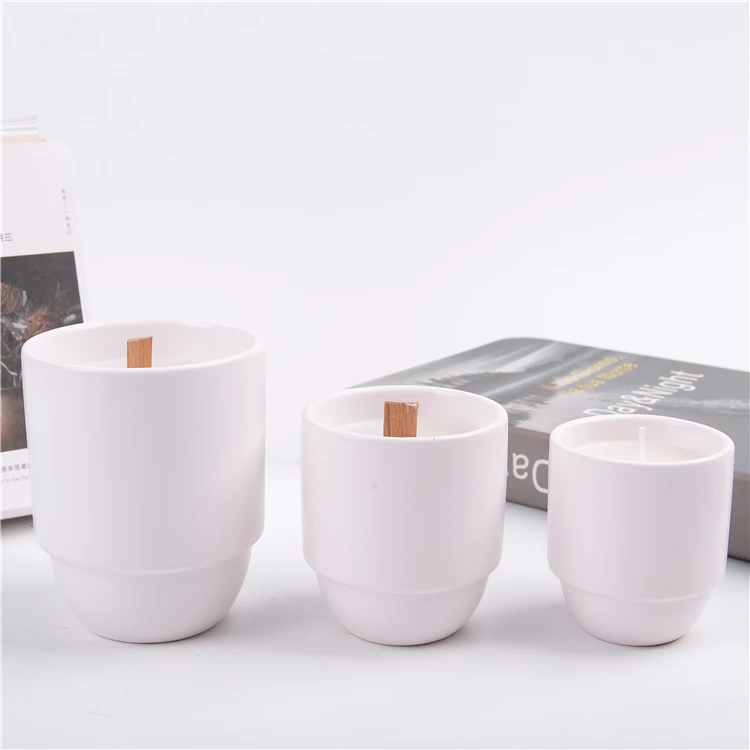Free Sample Hot selling modern wedding christmas decorative matt candle cup white ceramic candle jars for candle
