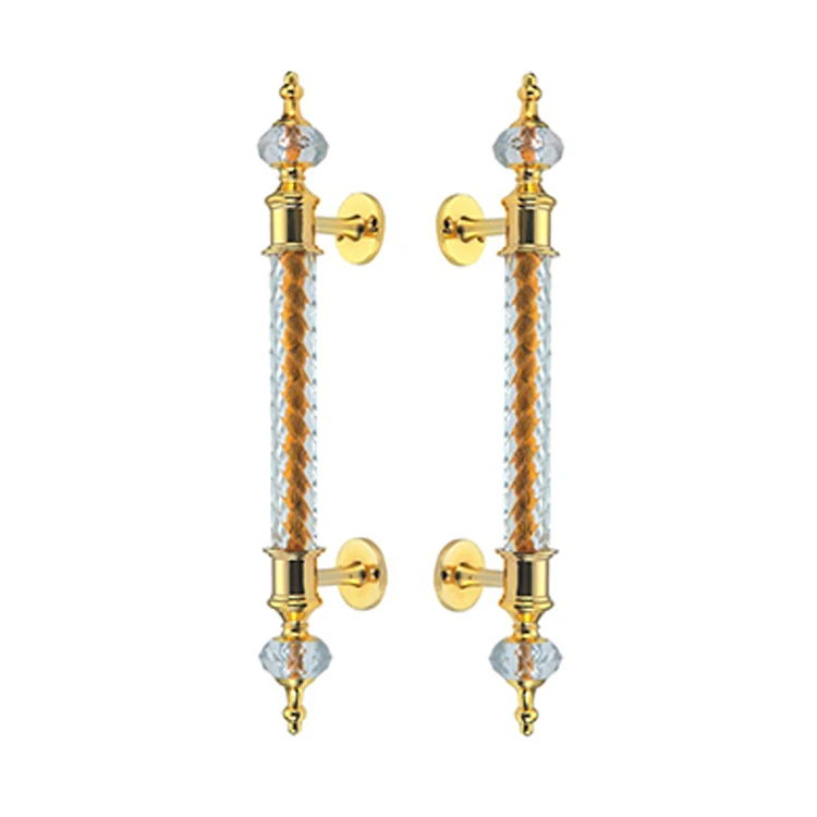 
350Mm Long Fancy Glass Decorative Zinc Alloy Gold Luxury Door Handle 