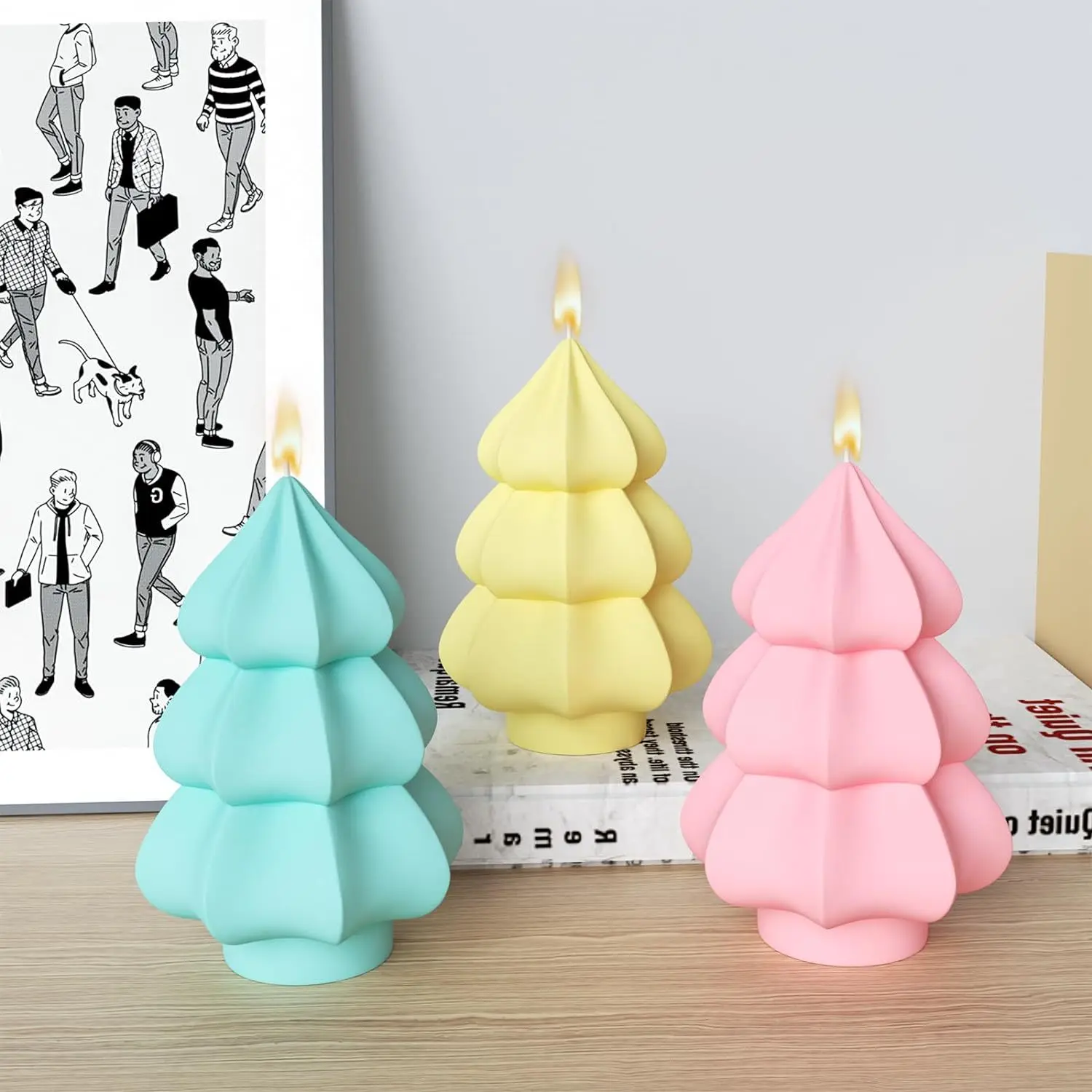 3d Christmas Tree Candle Mold Plaster Ornaments Desktop Decorations Gift Casting Mould Diy Aromatherapy Candle Making Tools