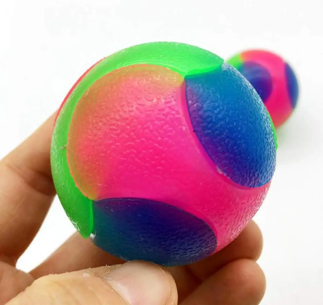 Cheap Wholesale Elastic Light-Up Funny Balls Glowing Dog Cat LED Flashing Sensory Squeaky Spike Blinking Interactive Pet Toys