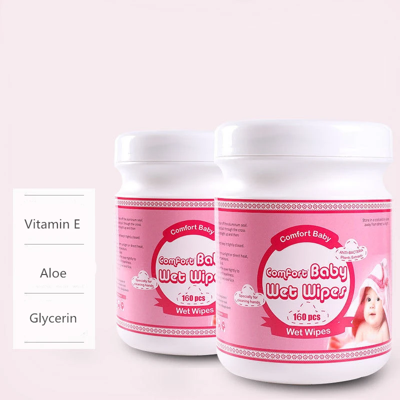 
OEM baby wet wipes barrel bucket cheap hot sale cleaning 160pcs for baby pure water 