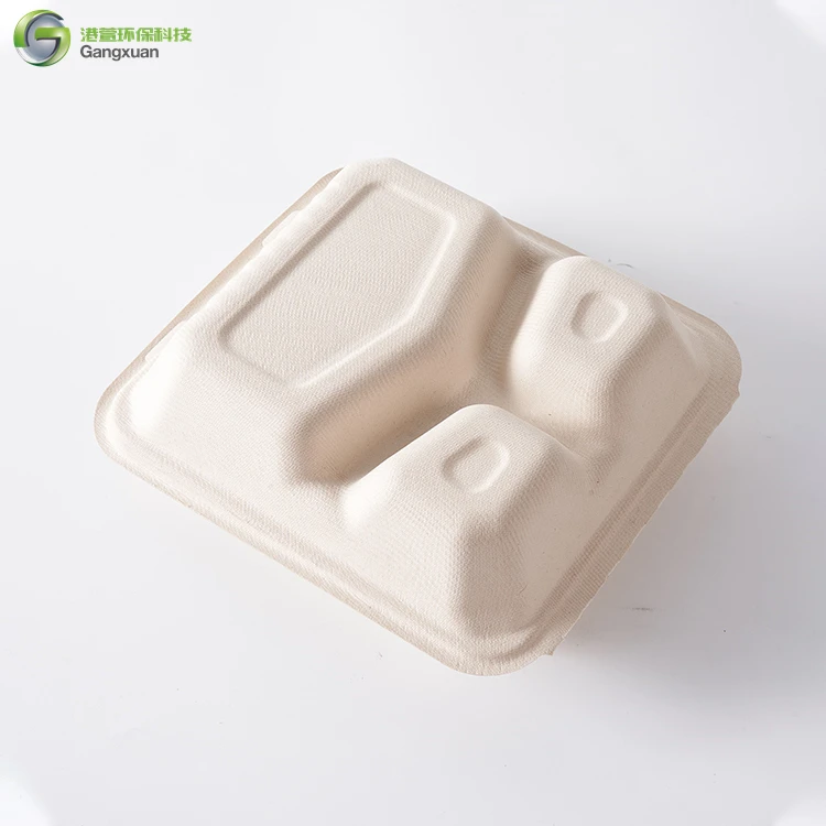 Custom Eco Friendly Biodegradable Sugarcane Boxes Bagasse Food Container Disposable Tableware Clamshell Takeout Lunch Food Box