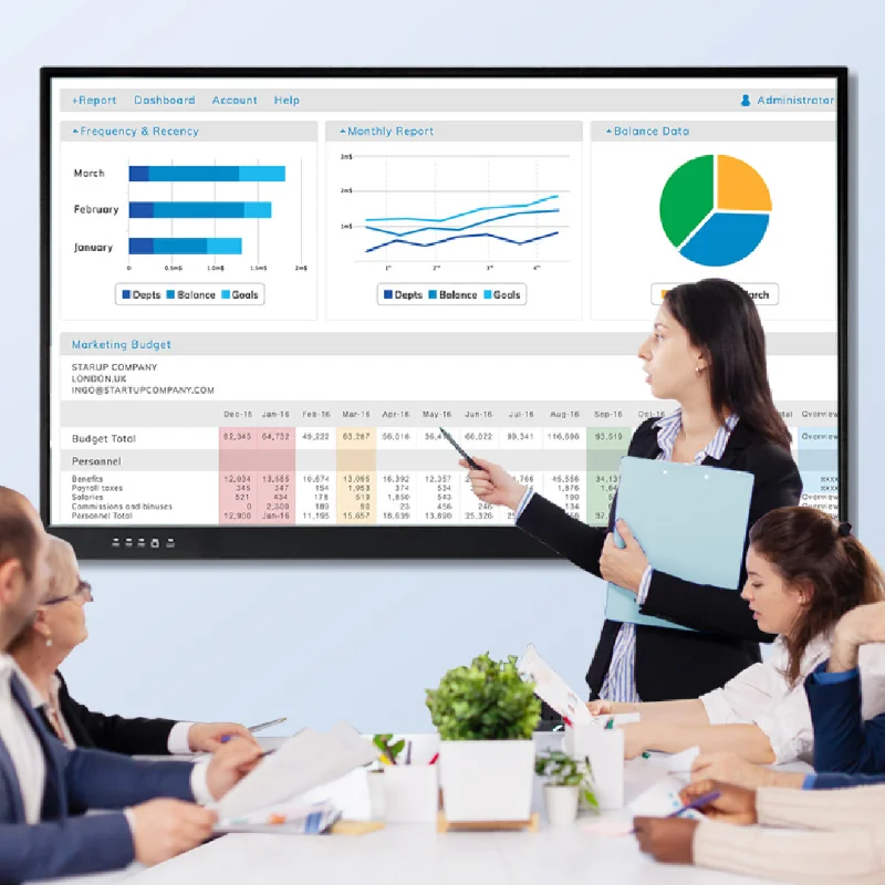 55 65 70 75 86 inch multi touch android digital smart board interactive whiteboard 4k display panel