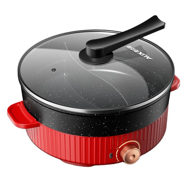 Новая стильная круглая электрическая сковорода с управлением ручкой и горячий горшок