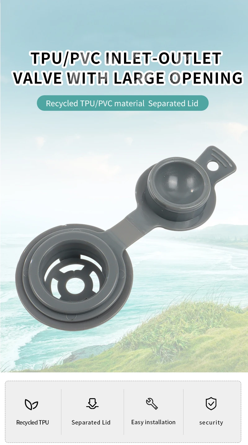 Large Lid Air Intake and Exhaust Nozzle Recycle Eco-friendly TPU PVC Air Valve Cap with Matching Inflator