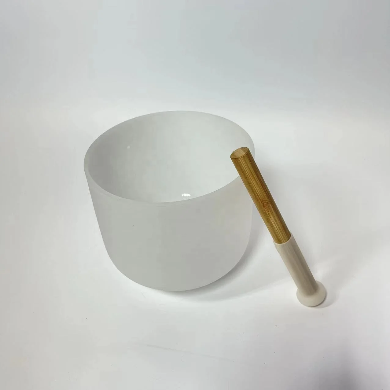 432HZ 8inch perfect pitch G Throat wholesale Quartz Crystal frosted singing bowl with patent silicone mallet for meditation