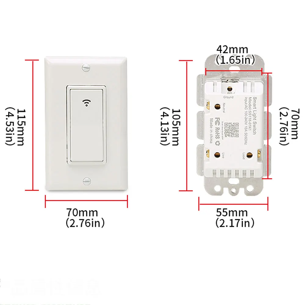 Wall Switches Switch Best Sell Rohs 10a Plastic Europe 10 Years Wifi Smart Light Switch Remote Control Alexa and Google Home SDK